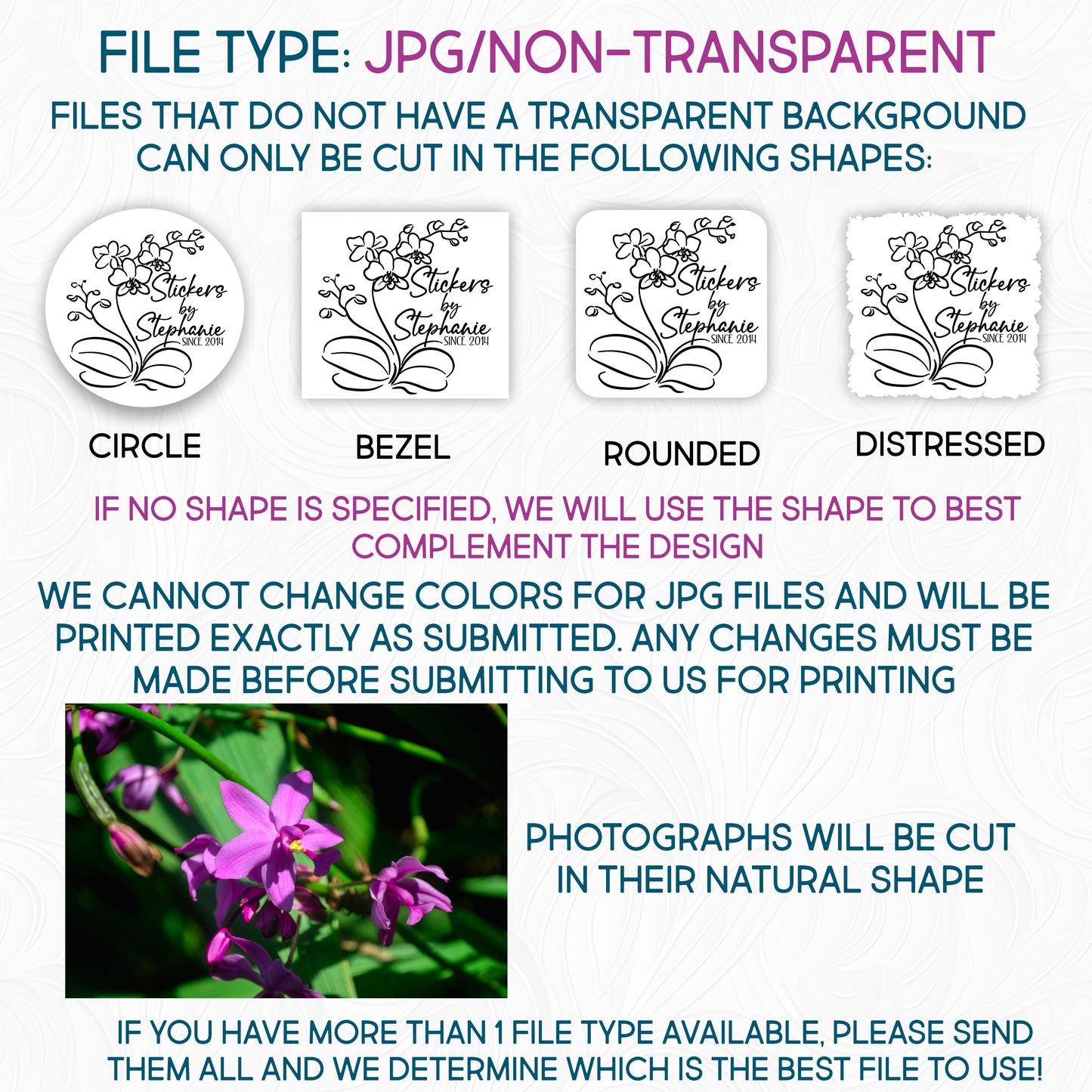 Custom Printing for Your Logo, Design or Photograph Glitter, Matte or Glossy Vinyl Iron-On Transfer or Sticker