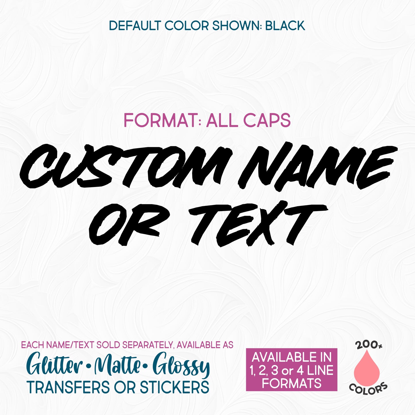 (s97-L01) Block Font Custom Name Text or Single Letter Number Glitter or Vinyl Iron-On Transfer or Sticker