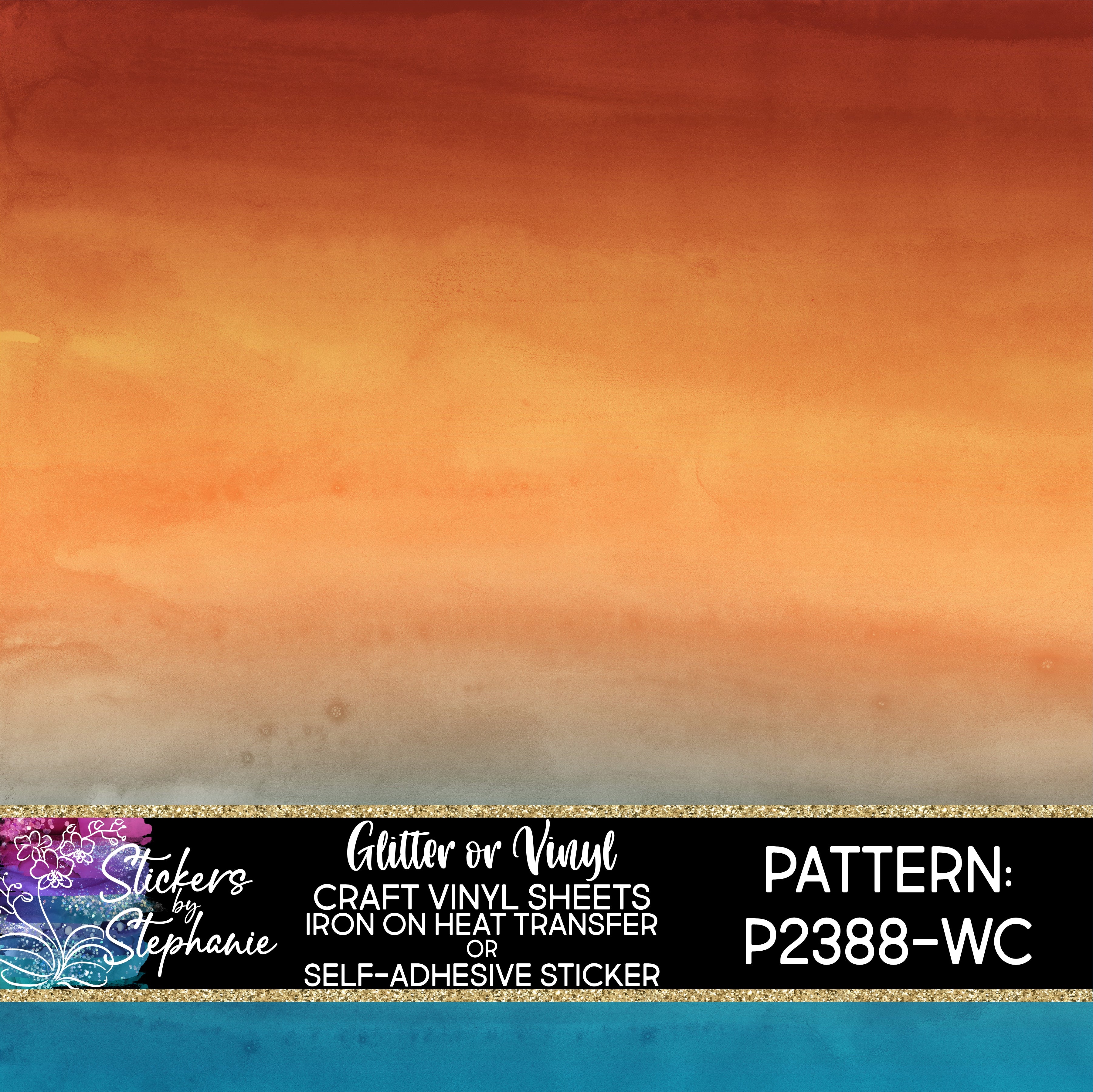 P2388-WC Orange Blue Ombre Watercolor Custom Craft Vinyl or Glitter Sh –  StickersbyStephanie