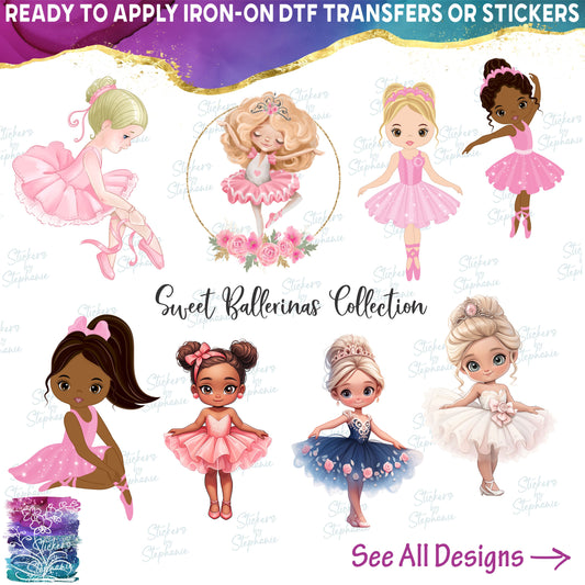 (s042) Watercolor Full Color Illustrated Ballerina Collection 84 Style Options