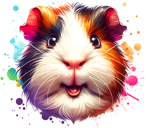(070-03-3V) Colorful Guinea Pig Iron-On Transfer