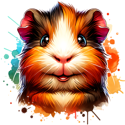 (070-03-3W) Colorful Guinea Pig Iron-On Transfer