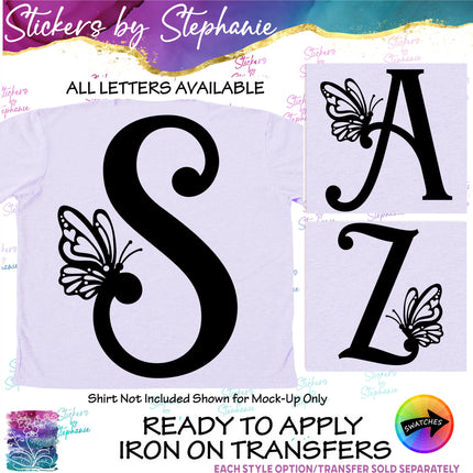 (s1-01-287) Butterfly Monogram Letters Iron-On Transfer