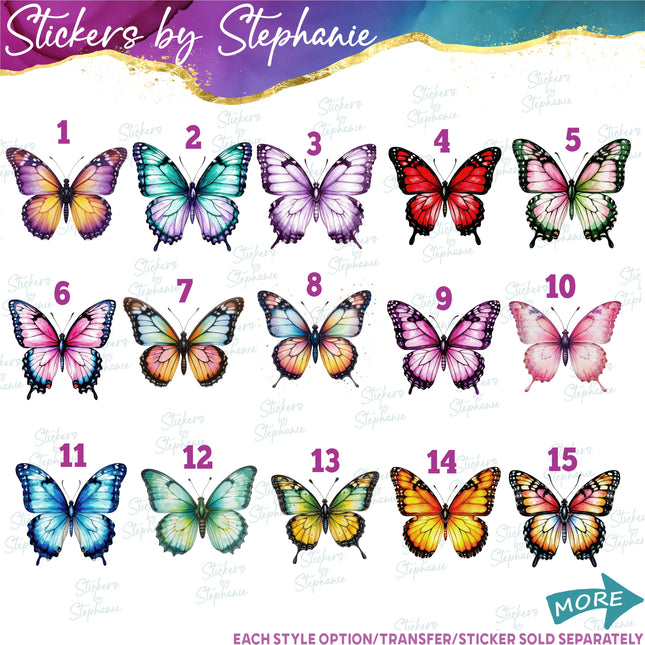 (s02A-124) Watercolor Butterfly Butterflies Iron-On Transfer