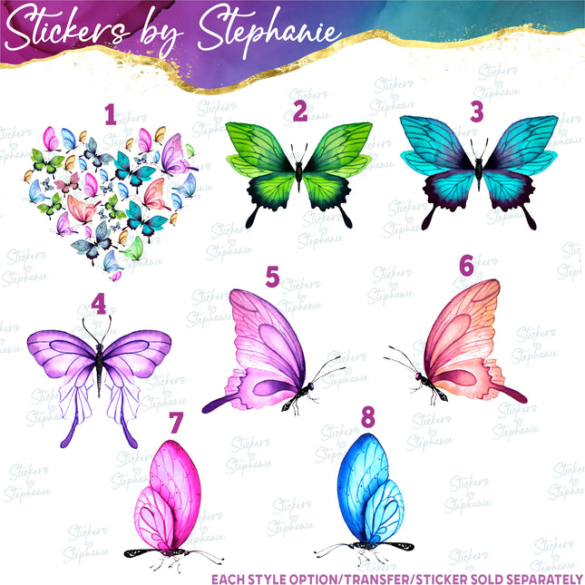 (s02A-036) Butterfly Butterflies Watercolor Iron-On Transfer
