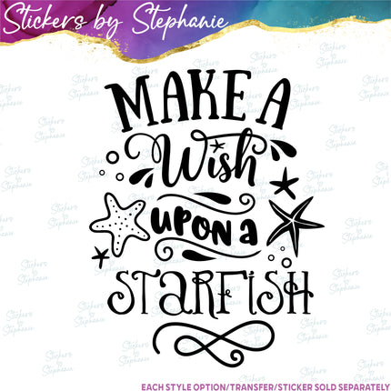 (s1-04-035) Make a Wish upon a Starfish Iron-On Transfer