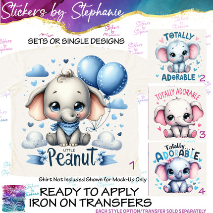 (s1-05-011) Lil Peanut, Totally Adorable, Elephant Iron-On Transfer