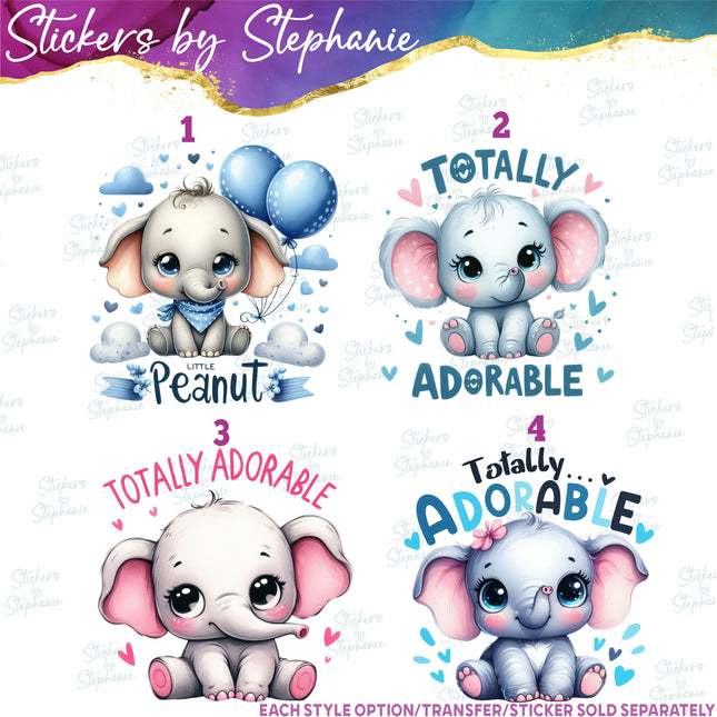 (s1-05-011) Lil Peanut, Totally Adorable, Elephant Iron-On Transfer