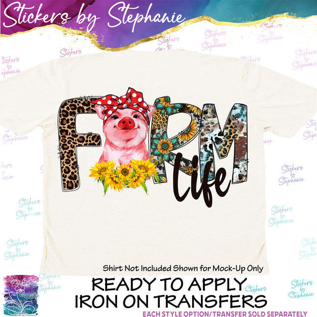 (s1-05-016) Farm Life Pig Iron-On Transfer