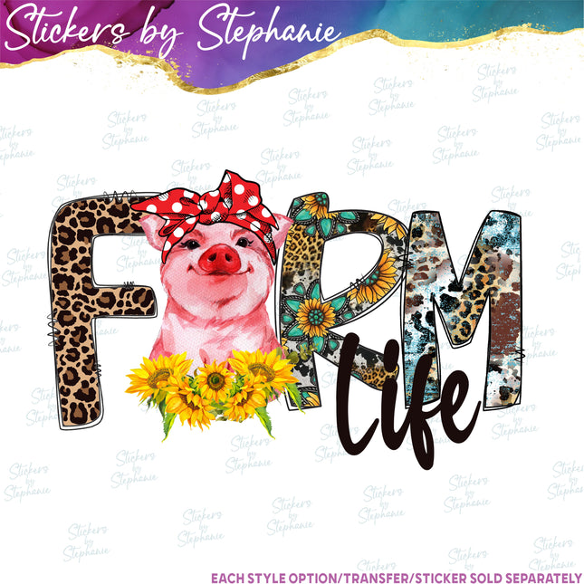 (s1-05-016) Farm Life Pig Iron-On Transfer