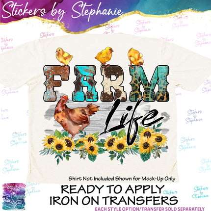 (s1-05-020) Farm Life Chickens Iron-On Transfer
