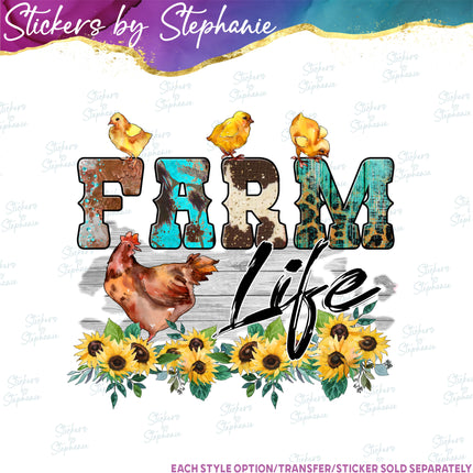 (s1-05-020) Farm Life Chickens Iron-On Transfer