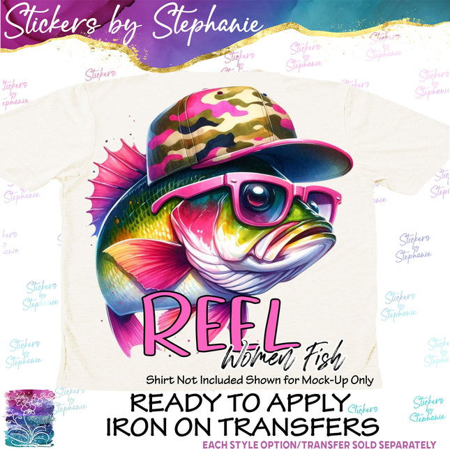 (s1-05-025) Reel Girls Fish Bass Iron-On Transfer