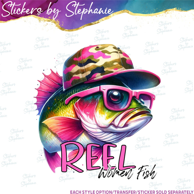(s1-05-025) Reel Girls Fish Bass Iron-On Transfer