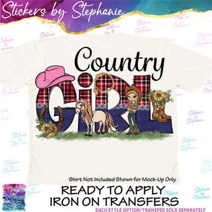 (s1-04-026) Country Girl Horse Iron-On Transfer