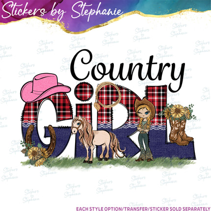 (s1-04-026) Country Girl Horse Iron-On Transfer