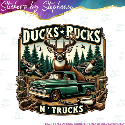 (s1-05-028) Ducks Bucks n Trucks Iron-On Transfer