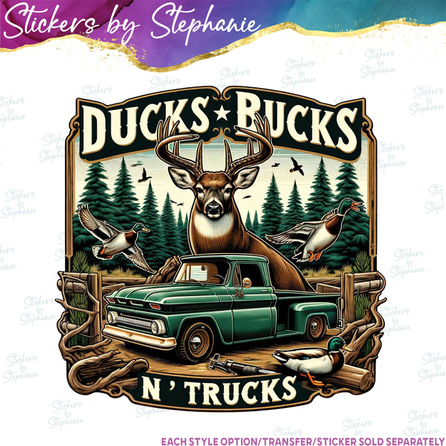 (s1-05-028) Ducks Bucks n Trucks Iron-On Transfer