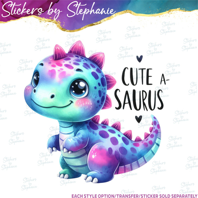 (s1-05-036) Cute-A-Saurus Dinosaur Iron-On Transfer