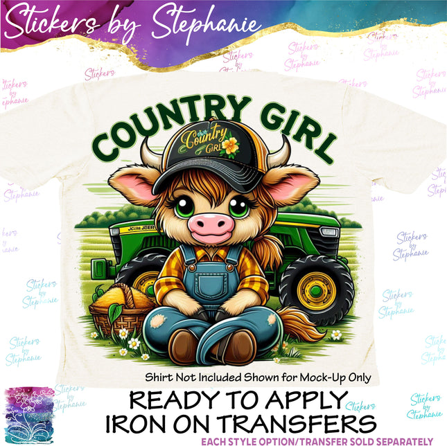 (s1-05-037) Country Girl Cow Iron-On Transfer