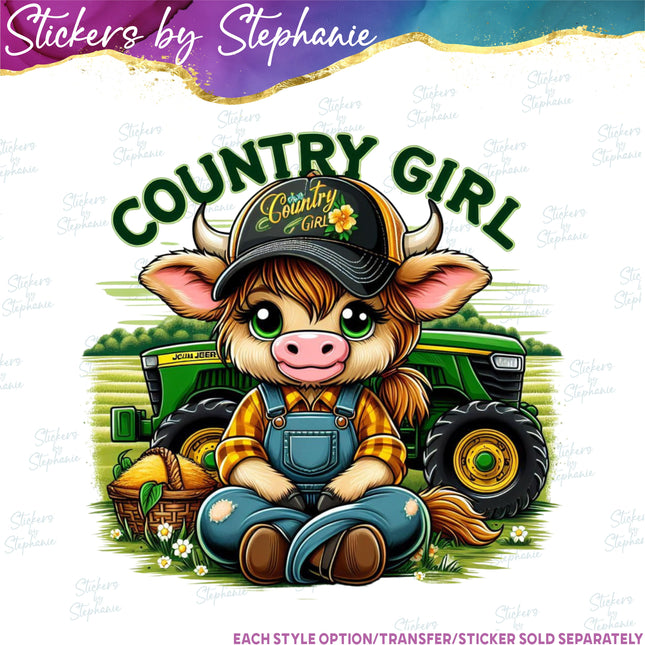 (s1-05-037) Country Girl Cow Iron-On Transfer