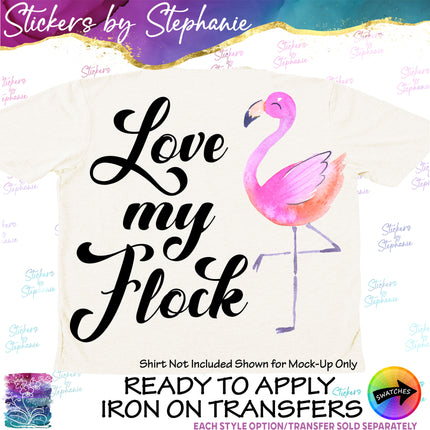 (s1-05-040) Love My Flock Flamingo Iron-On Transfer