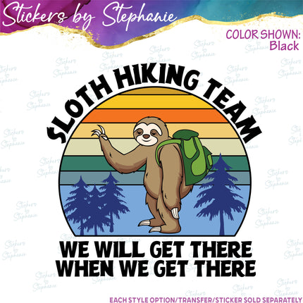 (s1-05-042) Sloth Hiking Team Iron-On Transfer
