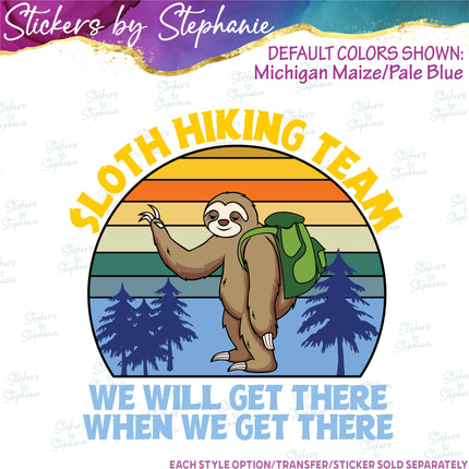 (s1-05-042) Sloth Hiking Team Iron-On Transfer