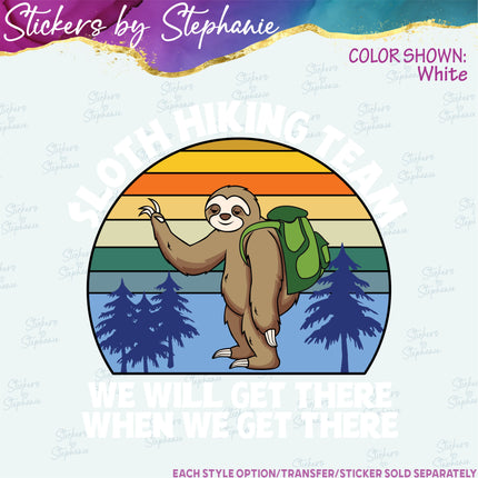 (s1-05-042) Sloth Hiking Team Iron-On Transfer