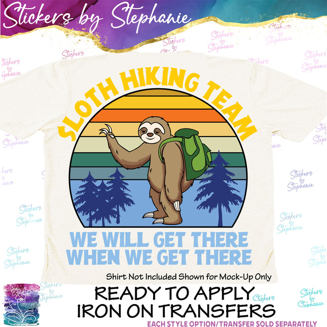 (s1-05-042) Sloth Hiking Team Iron-On Transfer