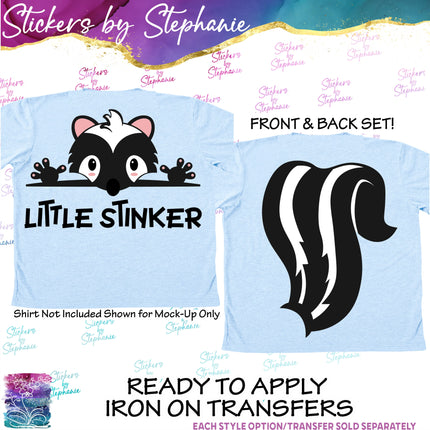 (s1-05-045) Little Stinker Skunk Set Iron-On Transfer