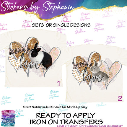 (s1-05-005) Bunny Love, Dutch Rabbit Iron-On Transfer