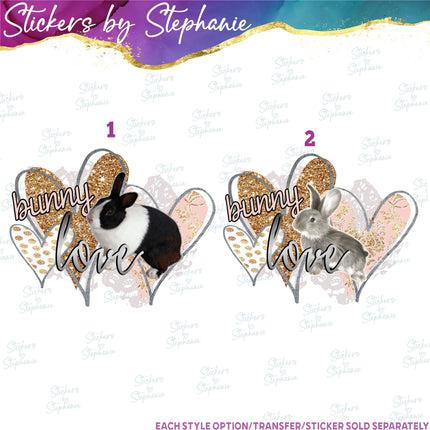 (s1-05-005) Bunny Love, Dutch Rabbit Iron-On Transfer