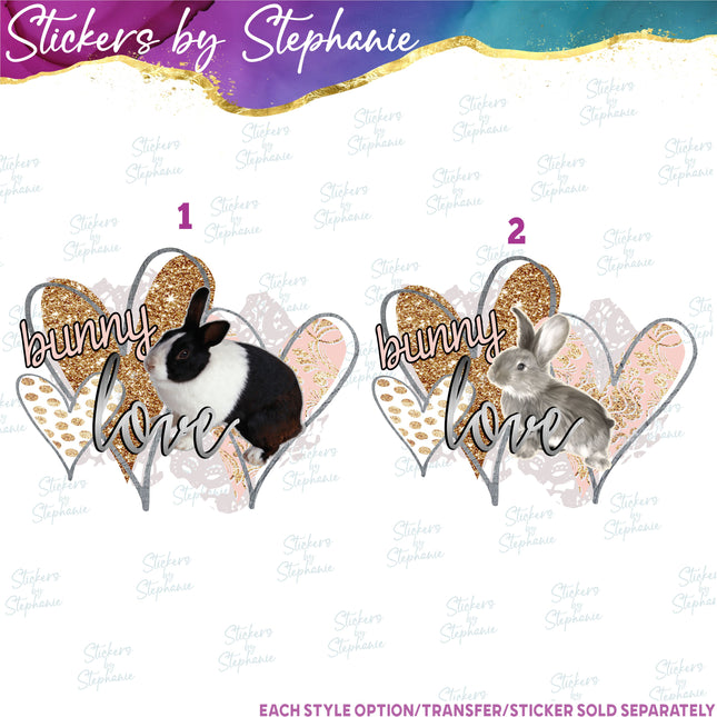 (s1-05-005) Bunny Love, Dutch Rabbit Iron-On Transfer