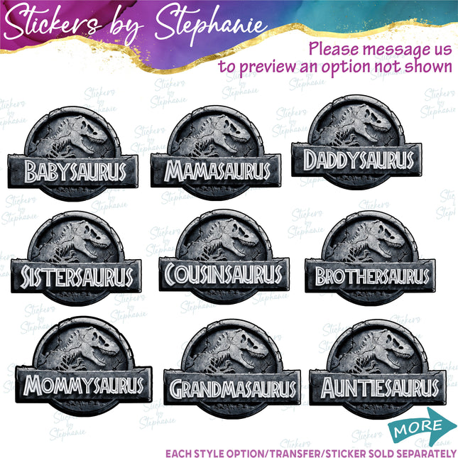 (s1-06-013) Stone Dinosaur Logo Family Custom Iron-On Transfer