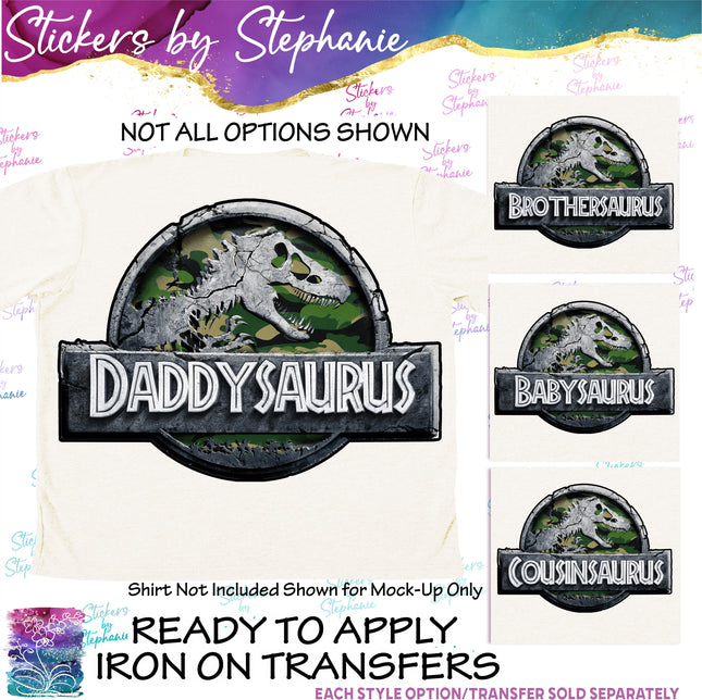 (s1-06-017) Camo Stone Dinosaur Logo Family Custom Iron-On Transfer