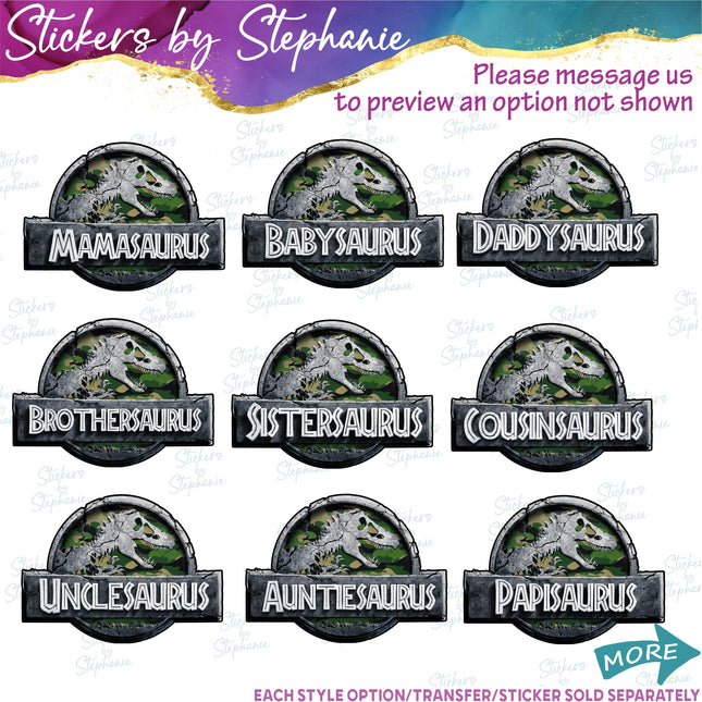 (s1-06-017) Camo Stone Dinosaur Logo Family Custom Iron-On Transfer
