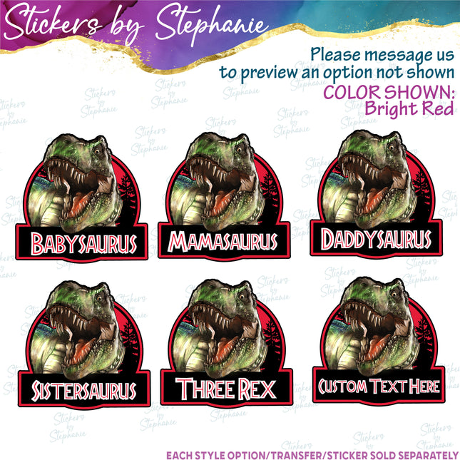 (s1-07-018) Dinosaur Custom Text Iron-On Transfer