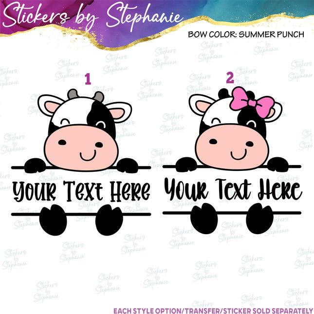(s1-06-019) Cow Boy, Girl Split Name Text Custom Iron-On Transfer