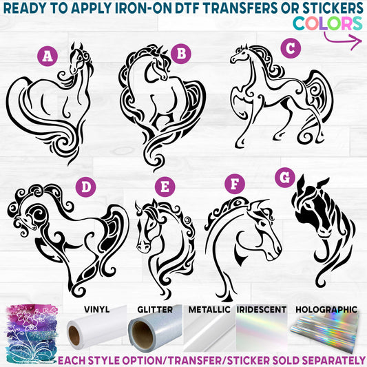 (s100) Horses Horse Printed Heat Transfer or Sticker