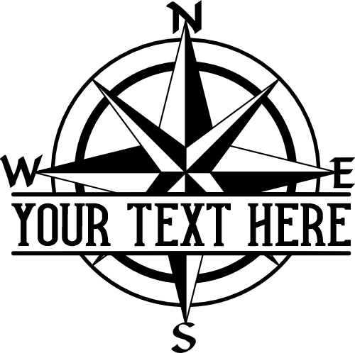 (101-02-A) Compass Nautical Split Name Custom Text