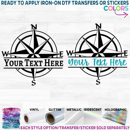 (s101-2A) Compass Nautical Split Name Custom Text