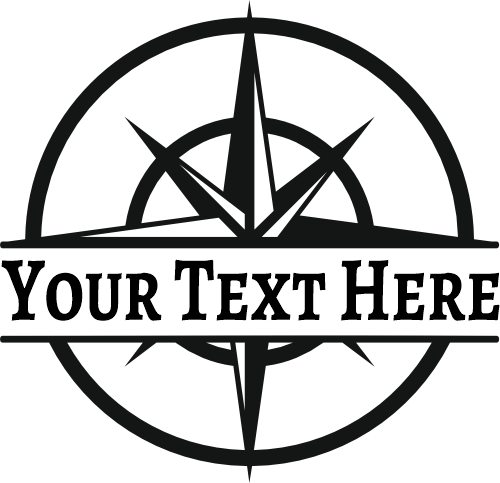 (s101-2C) Compass Nautical Split Name Custom Text