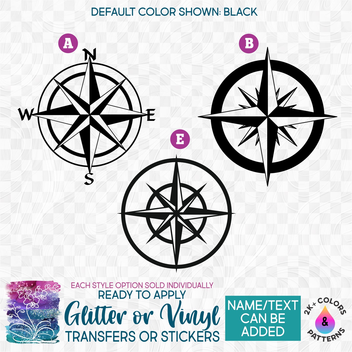 s101 Compass Rose Made-To-Order Iron-On Transfer or Sticker