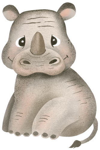 (s102-1-E) Sitting Rhino