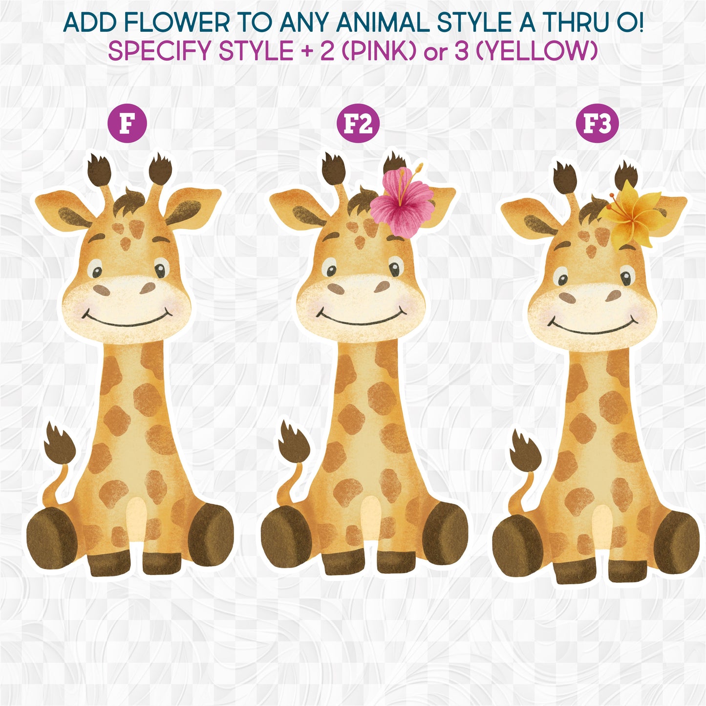 SBS-102 Watercolor Jungle Safari Animals Cheetah Tiger Elephant Zebra Hippo Giraffe Lion Panda Monkey Sloth Toucan Flamingo Turtle Custom Printed Iron On Transfer or Sticker