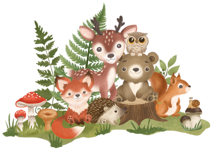 (s102-5-L) Forest Woodland Animals Group