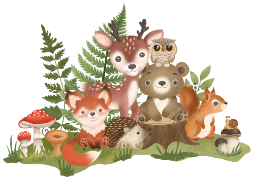 (s102-5-L) Forest Woodland Animals Group