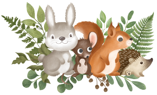 (s102-5-M) Forest Woodland Animals Group