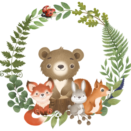 (s102-5-Q) Forest Woodland Animals Group Wreath